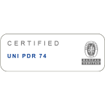 We are certified UNI PDR 74:2019